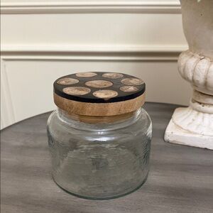 Glass Jar with Wood Decorative Lid